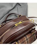 Vintage Plaid Toast Handbag Convertible Shoulder Crossbody Bag - Image 2