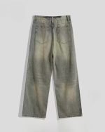 Men’s Loose Fit Vintage Washed Straight-Leg Street Style Jeans - Image 2