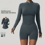 Women's Zipper High Neck Long Sleeve Yoga Jacket - Slim-Fit Quick-Dry Activewear for Outdoor Fitness & Gym - Image 9