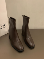 Women's Soft Leather Chunky Heel Slim-Fit Chelsea Ankle Boots - Image 17