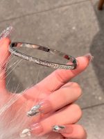 Full Crystal Titanium Steel Bangle Luxury Sparkle Design - Image 3