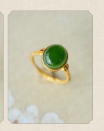 Natural Hetian Jade Green Cabochon Ring – Elegant Jade Ring - Image 4