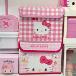 Cartoon Kitty Folding Storage Box with Lid – Desktop Organizer for Cosmetics and Dorm Essentials - Image 3
