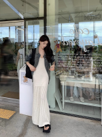 Women's White V-Neck Knit Camisole Slim Fit Bodycon Dress - Image 3