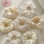 Milk White Lace Tulle Scrunchie - Korean Princess Soft Sweet Hair Accessory - Image 3