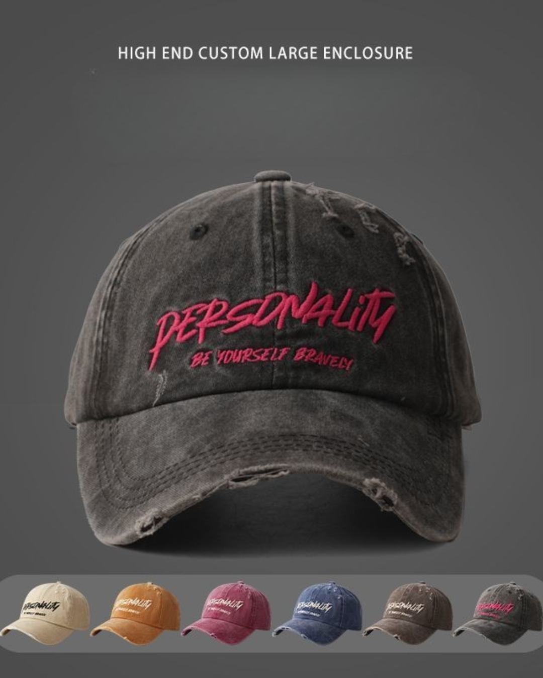 2_825c05fa-160e-40ef-a445-26693ba49797 Distressed Embroidered Letter Baseball Cap - Image 1