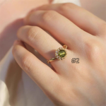 Vintage Olive Green Zircon Ring – Adjustable French Retro Style for Women - Image 6