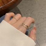 Elegant Double Band Mother-of-Pearl Open Ring – Minimalist Adjustable Ring - Image 5