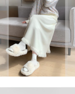 Waist A Line Midi Skirt Elastic Waist Flowy SlimApricot Knit High ming Skirt - Image 2