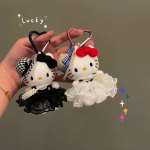 Hepburn-Inspired Kitty Cat Plush Keychain – Cute Travel Hat Bag Charm and Stuffed Doll Pendant - Image 2