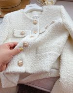 Elegant Tweed Short Jacket for Women Petite Fit Wool Blend Outerwear - Image 4