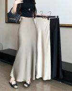 Chic French Fishtail Skirt: Acetate Satin Elegance