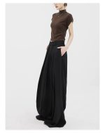 Women's Wide Leg Straight Trousers - High Waist Extra Long Dress Pants - Image 5