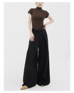 Women's Wide Leg Straight Trousers - High Waist Extra Long Dress Pants - Image 7