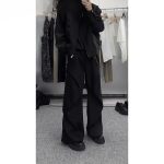 Unisex Black Wide-Leg Trousers – Loose Fit Cleanfit Flared Floor-Length Pants - Image 6