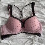Polka Dot Lace Bow Lingerie Set Push-Up Bra in Pink and Black - Image 11