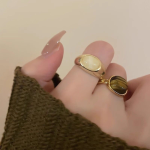 Natural Stone Open Ring for Women - Vintage Elegant, Fashionable Niche Design, Trendy Friendship Ring - Image 3