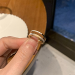 Elegant Double Band Mother-of-Pearl Open Ring – Minimalist Adjustable Ring - Image 6