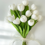 French Cream-Style Tulip Artificial Bouquet – Bridal Faux Flowers & Home Decor - Image 3