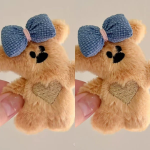 Plush Teddy Bear Bow Hair Clip – Cute Cartoon Duckbill Clip for Girls - Image 2