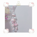 Pink Beaded Phone Lanyard – Cute Cartoon Pendant & Camera Charm - Image 3