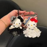 Hepburn-Inspired Kitty Cat Plush Keychain – Cute Travel Hat Bag Charm and Stuffed Doll Pendant - Image 3