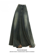 High Waist Denim A-Line Midi Skirt for Women - Image 3