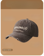 Distressed Embroidered Letter Baseball Cap - Image 3