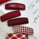 Red Plaid Houndstooth BB Hair Clip Side Hair Accessory