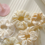 Milk White Lace Tulle Scrunchie - Korean Princess Soft Sweet Hair Accessory - Image 4