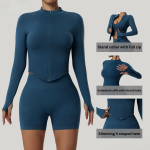 Women's Zipper High Neck Long Sleeve Yoga Jacket - Slim-Fit Quick-Dry Activewear for Outdoor Fitness & Gym - Image 3