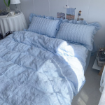 Korean Style Minimalist Lace Bedding Set – Ultra Soft 3/4 Piece Comforter Set for Dorm or Home - Image 2