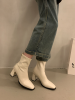 Women's Soft Leather Chunky Heel Slim-Fit Chelsea Ankle Boots - Image 12