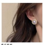 Korean internet celebrity light luxury retro small fragrance high-end pearl earrings - Image 2