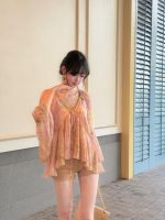 French Sequin V-Neck Chiffon Blouse – Elegant Loose Long Sleeve Statement Shirt for Women - Image 2