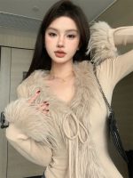 V-Neck Tie-Front Cropped Knit Cardigan - Image 21