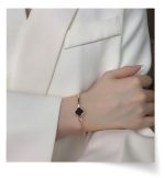 Four Leaf Clover Titanium Steel Rose Gold Open Bracelet for Women - Image 7