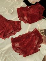 Red Lace Hollow Sexy Women’s Brief Panties - Image 5