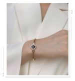 Four Leaf Clover Titanium Steel Rose Gold Open Bracelet for Women - Image 9