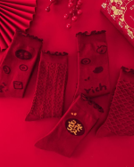 Red Lucky Mid Calf Socks Festive Matching Couple Socks - Image 14