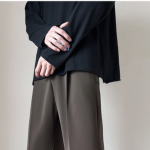 Men’s Cleanfit Straight-Leg Flare Pants – Casual Loose Fit Split Hem Trousers - Image 7