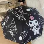 Kuromi Gothic Black UV Protection Automatic Umbrella – Stylish Sun & Rain Parasol for Women