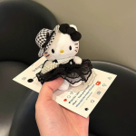 Hepburn-Inspired Kitty Cat Plush Keychain – Cute Travel Hat Bag Charm and Stuffed Doll Pendant - Image 4