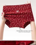Women Probiotic Antibacterial Cotton Flat Leg Underwear Red - Image 15