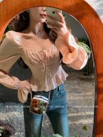 French Square chiffon Neck Shirt for Women High end top - Image 3