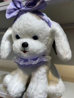 Adorable White Maltese Puppy Plush Toy – Soft Huggable Dog Stuffed Animal with Purple Bow - Image 6