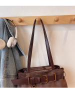 Large Capacity Retro Tote Shoulder Bag for Women – Vintage Handbag Underarm Work Commuter Bag - Image 8