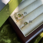 Vintage Olive Green Zircon Ring – Adjustable French Retro Style for Women - Image 8