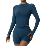 Women's Zipper High Neck Long Sleeve Yoga Jacket - Slim-Fit Quick-Dry Activewear for Outdoor Fitness & Gym - Image 5