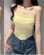 Ruched Crop Cami Top with Built-in Bra – Slim Fit Backless Summer Camisole for Women - Image 5